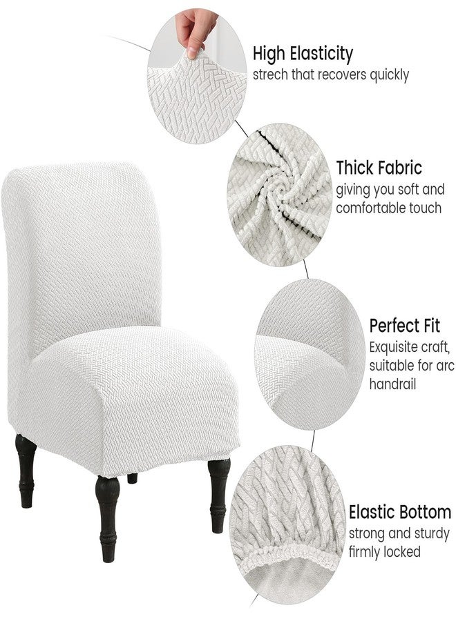 MIFXIN Armless Accent Chair Cover Knitted Stretch Slipper Chair Couch Slipcover Removable Washable Furniture Protector Covers for Living Room Bedroom Hotel (Jacquard White) - Image 3