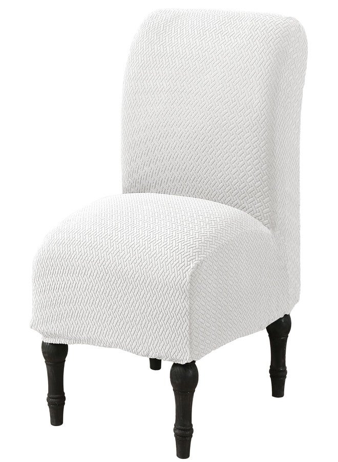 MIFXIN Armless Accent Chair Cover Knitted Stretch Slipper Chair Couch Slipcover Removable Washable Furniture Protector Covers for Living Room Bedroom Hotel (Jacquard White) - Image 1
