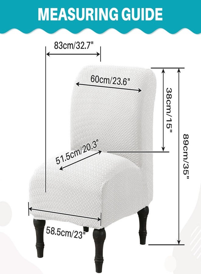 MIFXIN Armless Accent Chair Cover Knitted Stretch Slipper Chair Couch Slipcover Removable Washable Furniture Protector Covers for Living Room Bedroom Hotel (Jacquard White) - Image 5