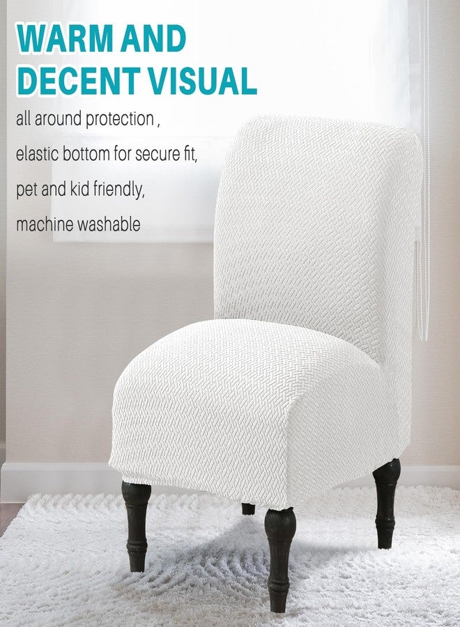 MIFXIN Armless Accent Chair Cover Knitted Stretch Slipper Chair Couch Slipcover Removable Washable Furniture Protector Covers for Living Room Bedroom Hotel (Jacquard White) - Image 2
