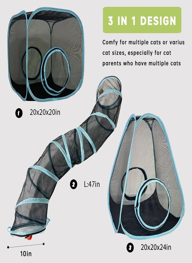 GONPETGP Outdoor Cat Enclosures, Cat Tunnels Tents Cubes for Indoor Cats with Play Ball, Collapsible Outside Playpen Tunnel for Kitty, Rabbit, Puppy and Small Animals - Image 3