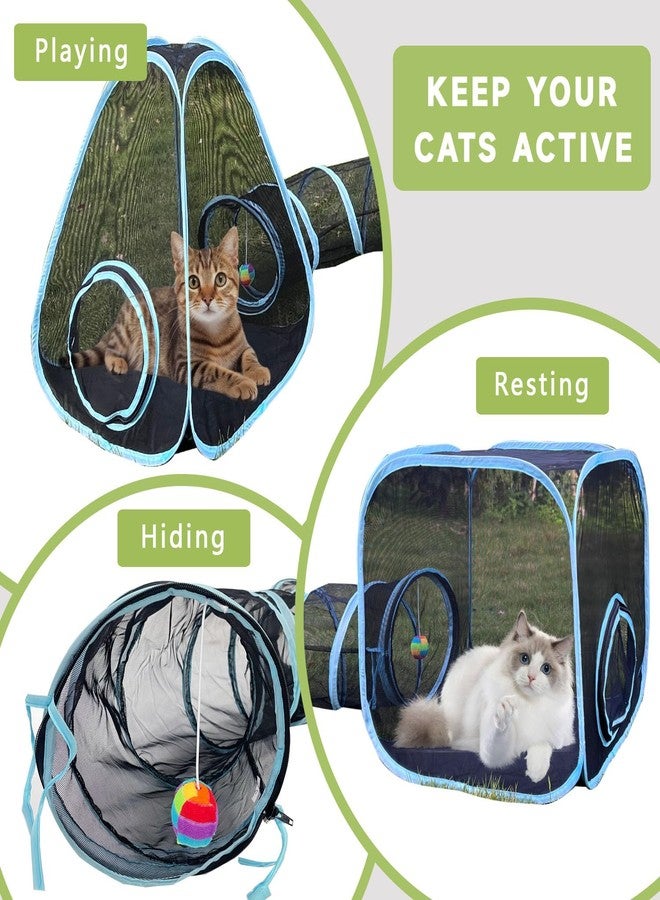GONPETGP Outdoor Cat Enclosures, Cat Tunnels Tents Cubes for Indoor Cats with Play Ball, Collapsible Outside Playpen Tunnel for Kitty, Rabbit, Puppy and Small Animals - Image 5