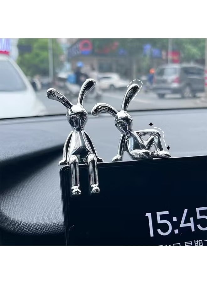 Generic Set of 2 Rabbit Car Ornaments Light Luxury Ornaments Cute Car Interiors Car Decorations Creative Car Centre Console Jewelry  - Image 1