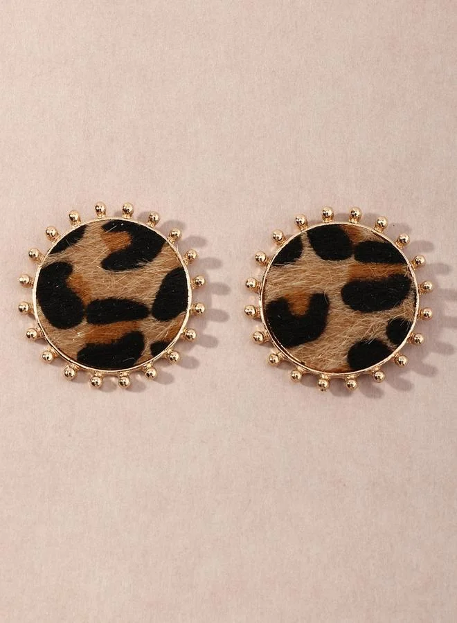 Take Two Round Leopard Print Earrings