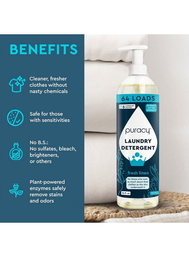 Puracy Laundry Detergent - Enzyme-Powered Liquid Laundry Detergent Concentrate, Natural Laundry Detergent Seen on TikTok, Non-Toxic (Fresh Linen, 16 fl oz, 64 Loads) - Image 2
