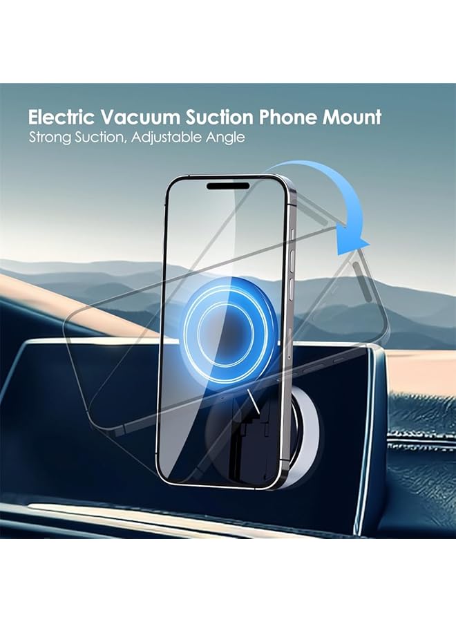 YARDHOBI 360° Adjustable Electric Vacuum Magnetic Suction Cup Phone Mount, Hands-Free Magnetic Cell Phone Holder For Car/Gym/Mirror/Smooth Surface, Compatible With For Magsafe Iphone (Silver) - Image 3