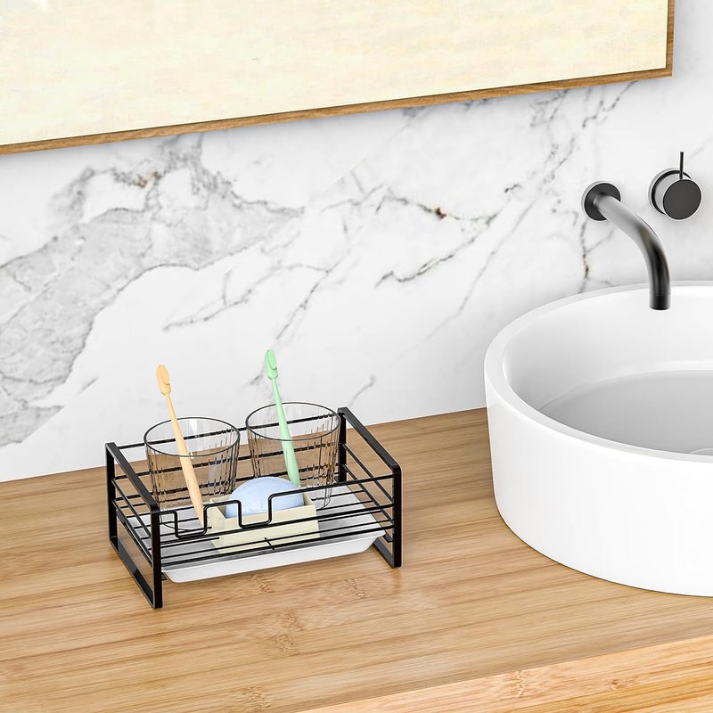X spring Global assorted color picks Sponge Holder for Kitchen Sink, Stainless Steel Sink Tray Drainer Rack, Kitchen Bathroom, Organizer with Removable Drain Tray, for Soap & Brush Organizer Storage Extra part combo compatible - Image 2