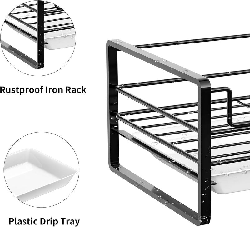 X spring Global assorted color picks Sponge Holder for Kitchen Sink, Stainless Steel Sink Tray Drainer Rack, Kitchen Bathroom, Organizer with Removable Drain Tray, for Soap & Brush Organizer Storage Extra part combo compatible - Image 5