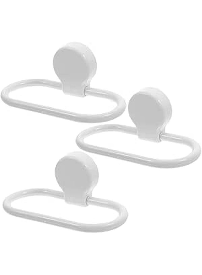 3pcs White Adhesive Towel Rings Wall Mount Hooks for Bathroom Kitchen - Image 1