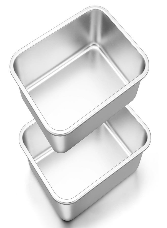 Onader 10⅝ x 8¼ Inch Lasagna Pan Deep Set of 2, Stainless Steel Rectangular Baking Cake Pan, Dishwasher Safe - Image 1