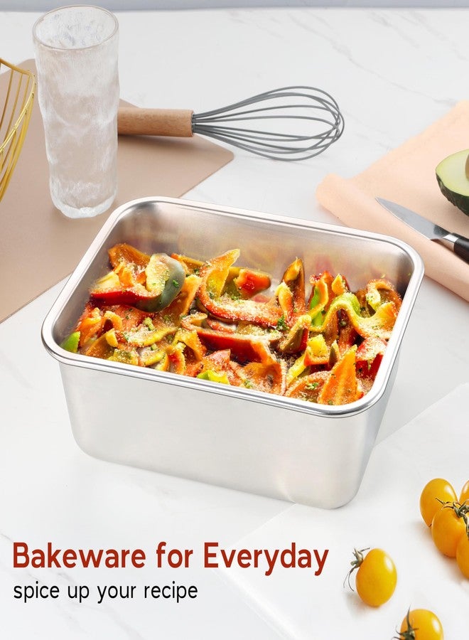 Onader 10⅝ x 8¼ Inch Lasagna Pan Deep Set of 2, Stainless Steel Rectangular Baking Cake Pan, Dishwasher Safe - Image 5