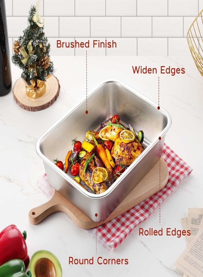 Onader 10⅝ x 8¼ Inch Lasagna Pan Deep Set of 2, Stainless Steel Rectangular Baking Cake Pan, Dishwasher Safe - Image 4