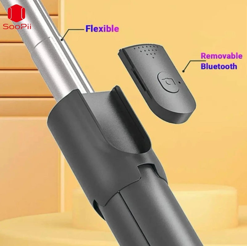 SooPii 3-in-1 Selfie Stick Tripod, 360° Rotation, Extendable & Portable Phone Holder Stand with Detachable Bluetooth Wireless Remote for Vlogging, Photography, iPhone, Android & Action Cameras - Image 3