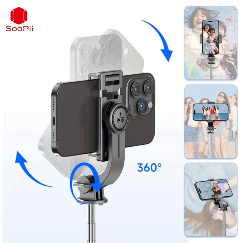 SooPii 3-in-1 Selfie Stick Tripod, 360° Rotation, Extendable & Portable Phone Holder Stand with Detachable Bluetooth Wireless Remote for Vlogging, Photography, iPhone, Android & Action Cameras - Image 5