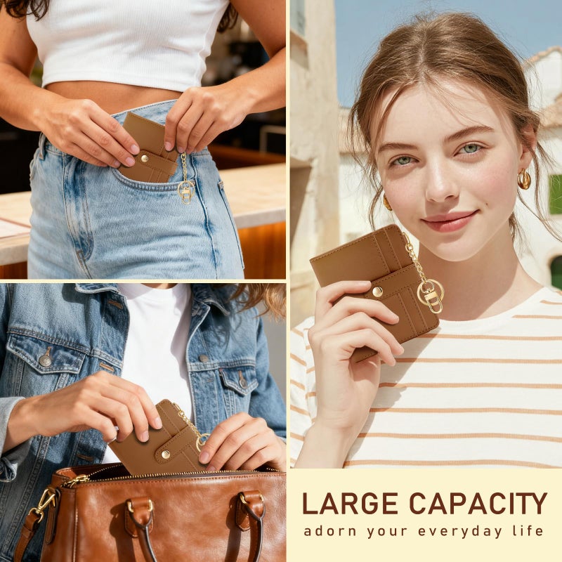 Jogjam Caramel Rfid Ladies Wallet, Small Slim Thin Compact Credit Card Women Wallet, PU Leather Bifold Cash Zipper Coin Pocket ID Window for Female Gifts - Image 2