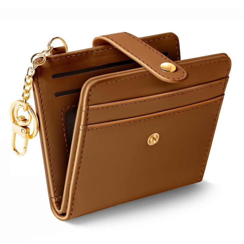 Jogjam Caramel Rfid Ladies Wallet, Small Slim Thin Compact Credit Card Women Wallet, PU Leather Bifold Cash Zipper Coin Pocket ID Window for Female Gifts - Image 1