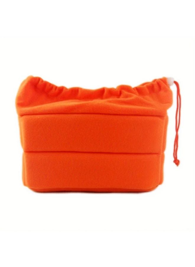 حافظة كاميرا من المخمل البرتقالي المبطّن، مقاومة للصدمات، تحمي عدسات كاميرات كانون ونيكون وسوني عديمة المرآة، مع حاجز قابل للإزالة، مدمجة ومحمولة. - Image 1