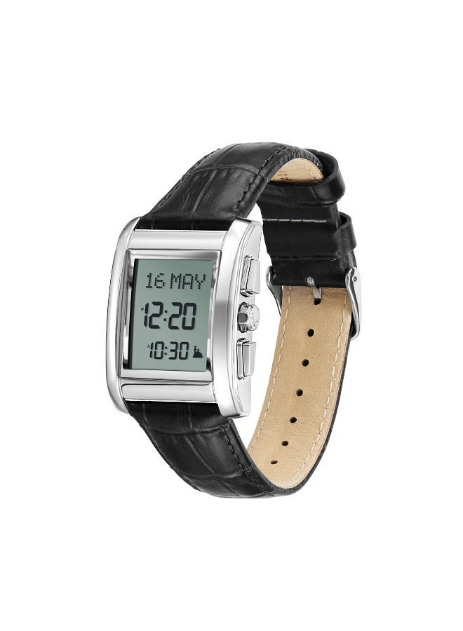 Al Fajr Men's Leather Strap Digital Wristwatch Water-Resistant Square Dial Black Strap Timepiece WS-06SWL - Image 2