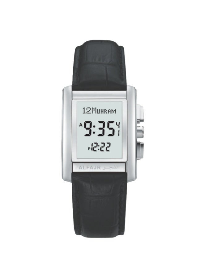 Al Fajr Men's Leather Strap Digital Wristwatch Water-Resistant Square Dial Black Strap Timepiece WS-06SWL - Image 1