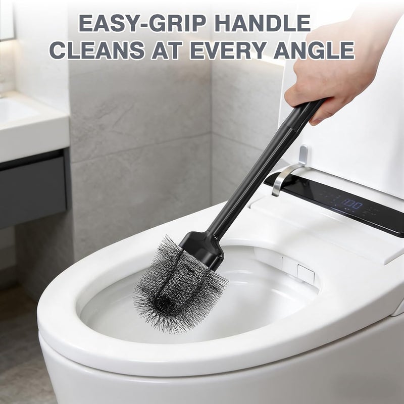 ASOBEAGE 2 in 1 Toilet Brush and Plunger Set with Holder - Toilet Cleaning and Clogging Removal - Black - Image 5