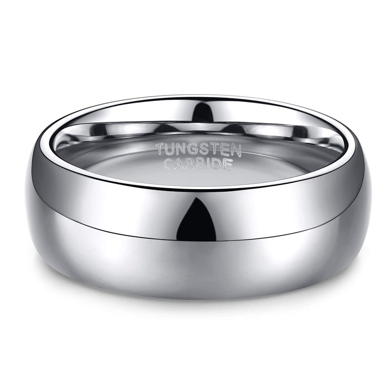 TRUMIUM 8mm Tungsten Carbide Ring for Men Women High Polish Plain Dome Tarnish Resistant Comfort Fit Wedding Band Size 10 - Image 2