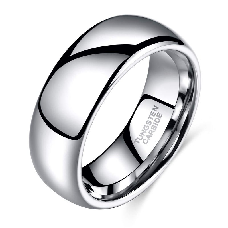 TRUMIUM 8mm Tungsten Carbide Ring for Men Women High Polish Plain Dome Tarnish Resistant Comfort Fit Wedding Band Size 10 - Image 1