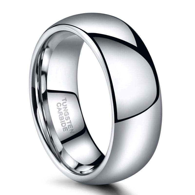 TRUMIUM 8mm Tungsten Carbide Ring for Men Women High Polish Plain Dome Tarnish Resistant Comfort Fit Wedding Band Size 10 - Image 3