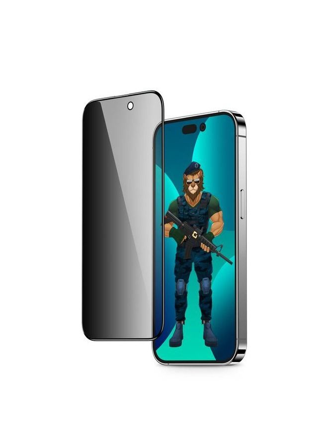 GREEN LION iPhone 14 Pro Screen Protector 3D Pv-Pet Pro Full Curved Glass / Anti Fingerprint / Anti Scratch / Grease Resistance / Ultra Hardness / Highly Responsive - Black Edge/Privacy - Image 1