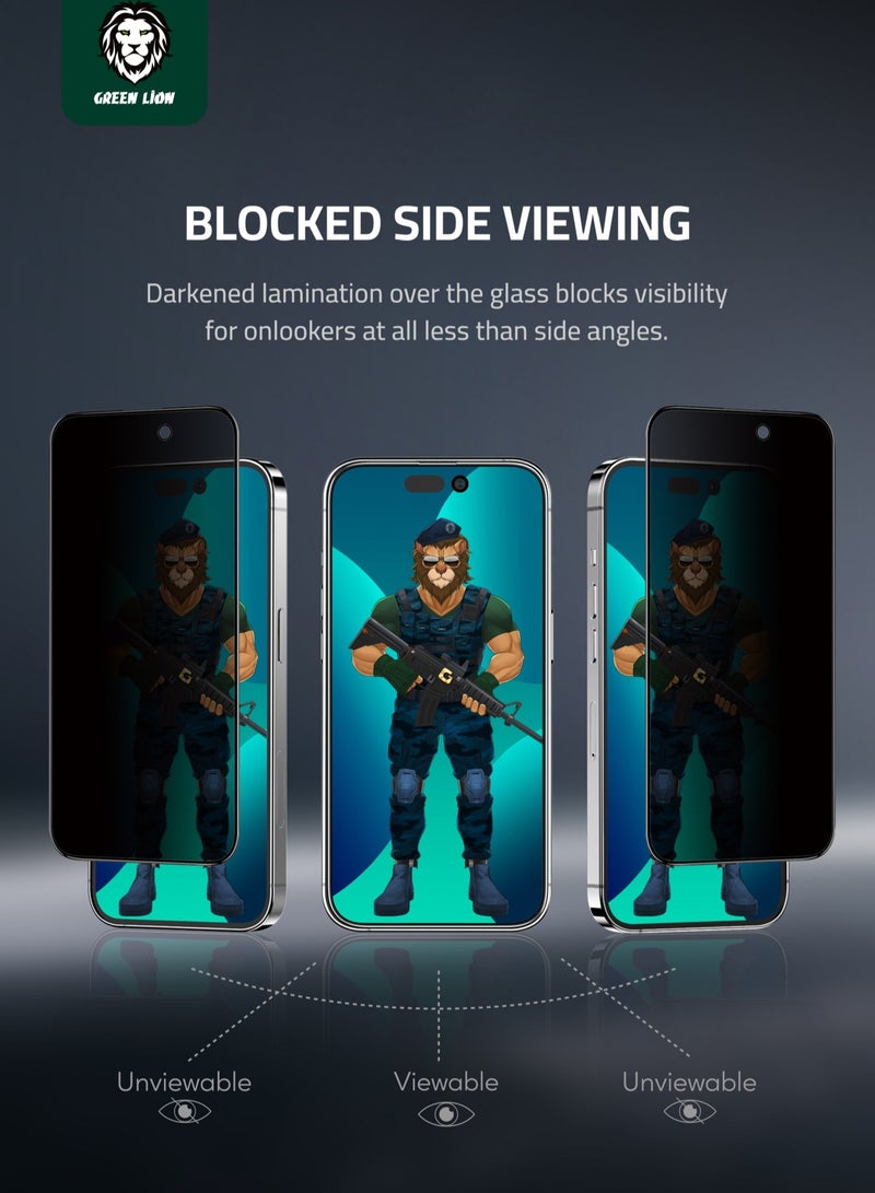 GREEN LION iPhone 14 Pro Screen Protector 3D Pv-Pet Pro Full Curved Glass / Anti Fingerprint / Anti Scratch / Grease Resistance / Ultra Hardness / Highly Responsive - Black Edge/Privacy - Image 4
