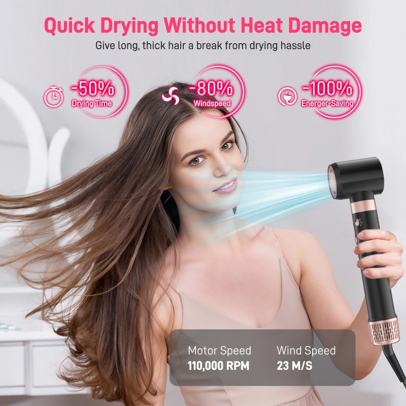 MESCOMB Dual Voltage Hot Air Styler Wrap - 5 in 1 Hair Dryer Brush with Fast Drying Blow Dryer, Styling, Straightening & Volumizing with Travel Bag (100Vâ€“240V) -Black + Pink - Image 4