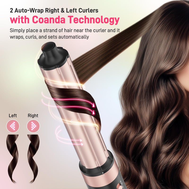 MESCOMB Dual Voltage Hot Air Styler Wrap - 5 in 1 Hair Dryer Brush with Fast Drying Blow Dryer, Styling, Straightening & Volumizing with Travel Bag (100Vâ€“240V) -Black + Pink - Image 5