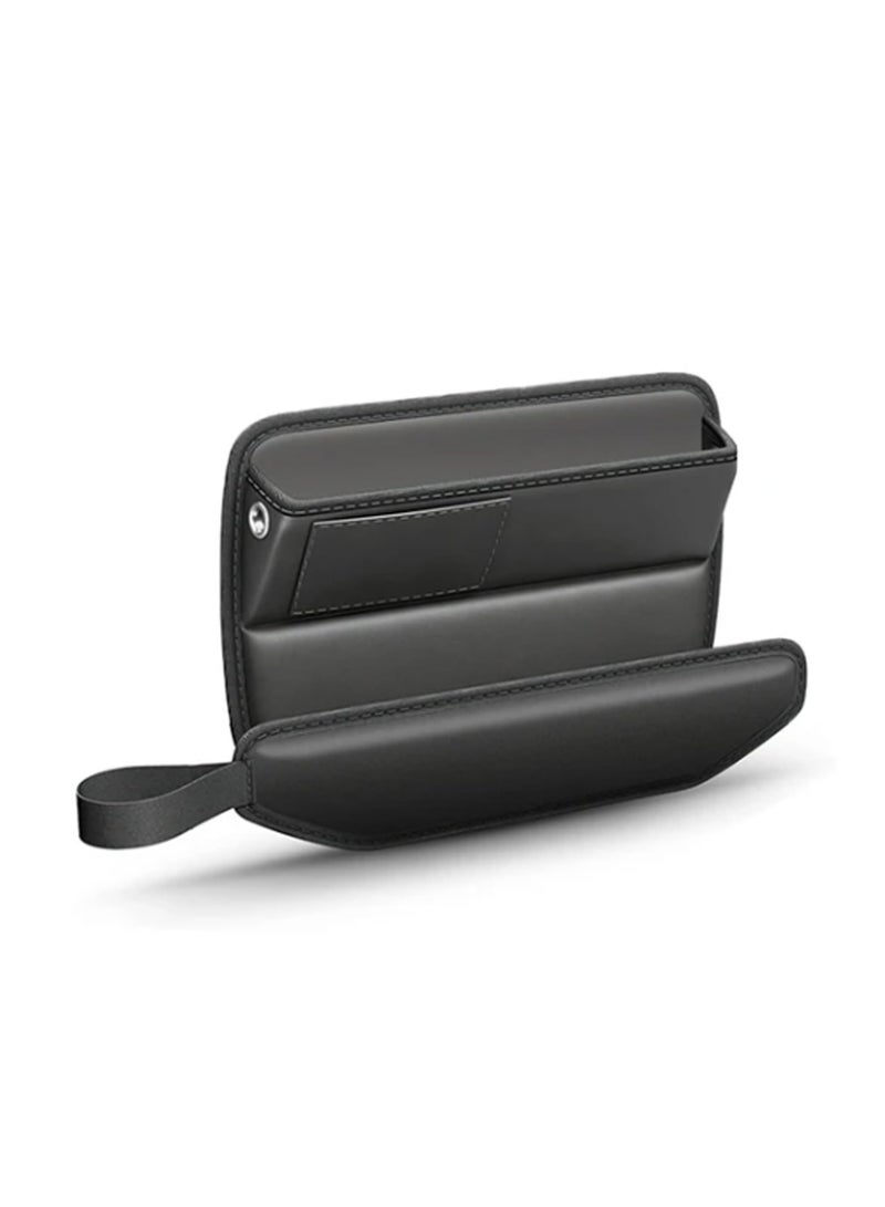 SYOSI Car Seat Gap Storage Bag PU Leather, Console Side Car Seat Crevice Filler Organizer, Car Seat Side Pocket Organizer, with Charger Cable Hole, Car Interior Accessories, for Phones Glasses Keys - Image 1