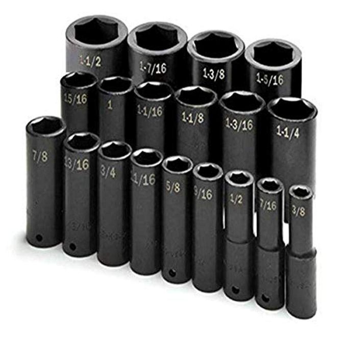 SK Tools Usa 1/2" Drive, 19 Piece, 6 Point, Deep Sae Impact Socket Set, 3/8" To 1-1/2" | 4049 - Image 1