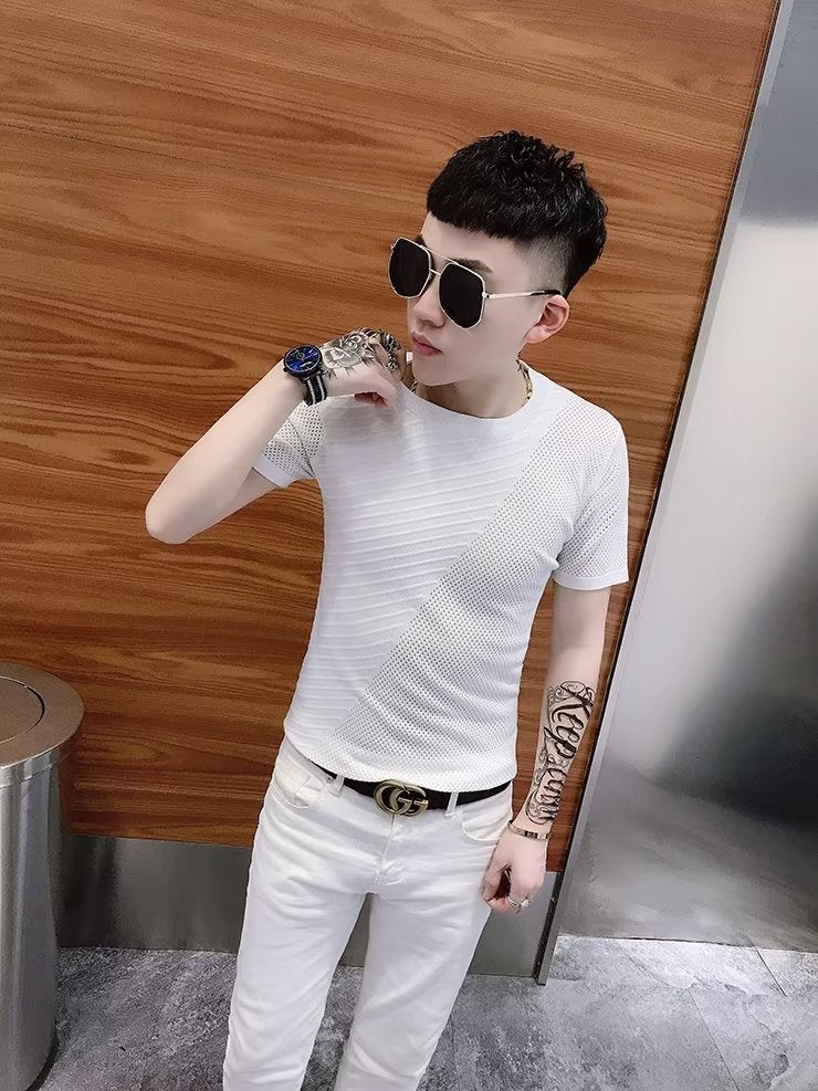 New Short-Sleeved T-Shirt Men'S Summer Korean-Style Trendy Simple Half-Sleeved Top Hong Kong-Style Loose Casual Trendy Brand T-Shirt - Image 1