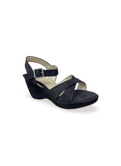 Vbranda Elegant Suede Wedge Sandal W-7-BLACK  - Image 2