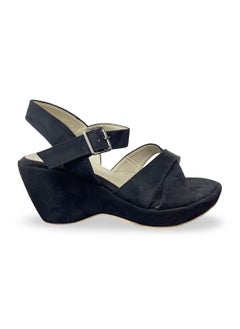 Vbranda Elegant Suede Wedge Sandal W-7-BLACK  - Image 3