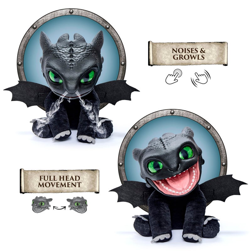 Wow! Stuff How to Train Your Dragon: Toothless Puppetronic by RealFX - Looks-Feels-Sounds Real, 50+ Action & Sounds, 10" High Plush, Kids Ages 6+ - Image 3
