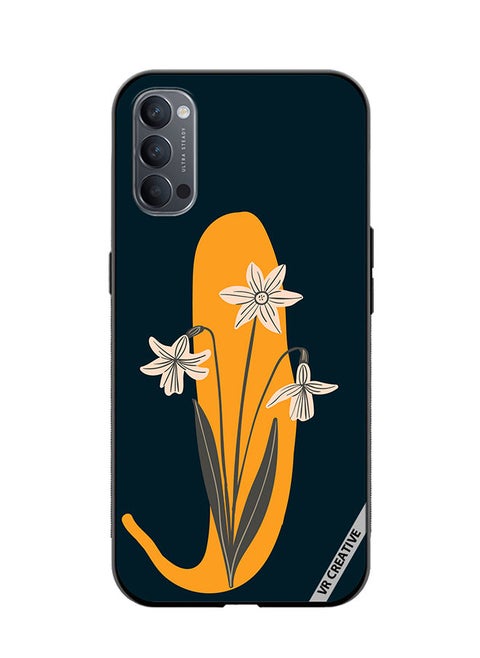 Protective Case Cover For Oppo Reno4 Alphabet J Design Multicolour