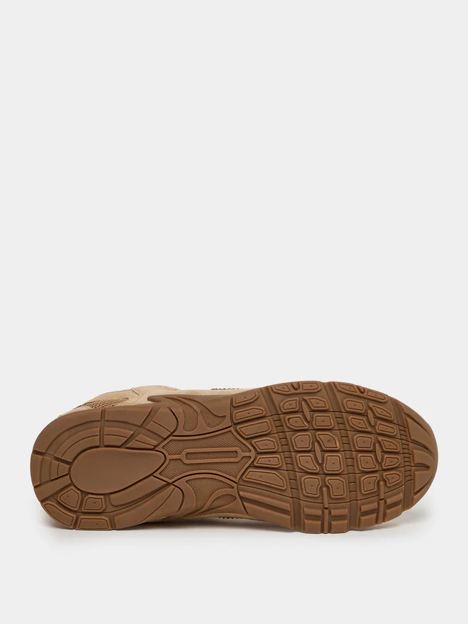 Styli Tan Tan Suede Mesh Lace-Up Sneakers for Women | Best Price UAE