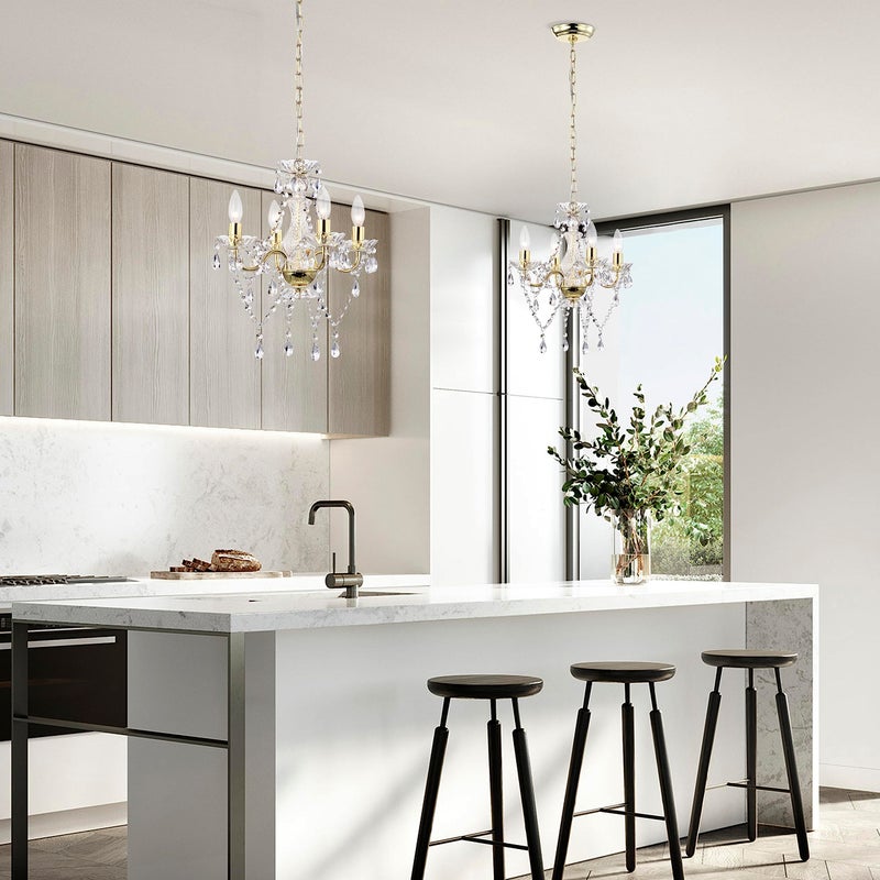 LaLuLa Antique Gold Chandelier Mini Crystal Chandelier Lighting 4 Light Small Modern Chandelier for Dining Room - Image 3