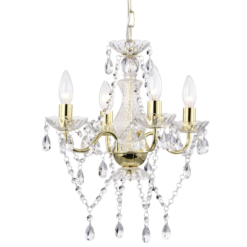 LaLuLa Antique Gold Chandelier Mini Crystal Chandelier Lighting 4 Light Small Modern Chandelier for Dining Room - Image 1