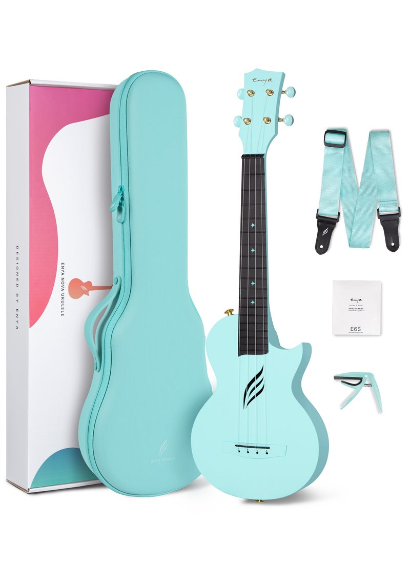 enya Enya Concert Ukulele Nova U 23’’ Carbon Fiber Travel Ukulele with Beginner Kit includes case, strap, capo and strings  - Image 1