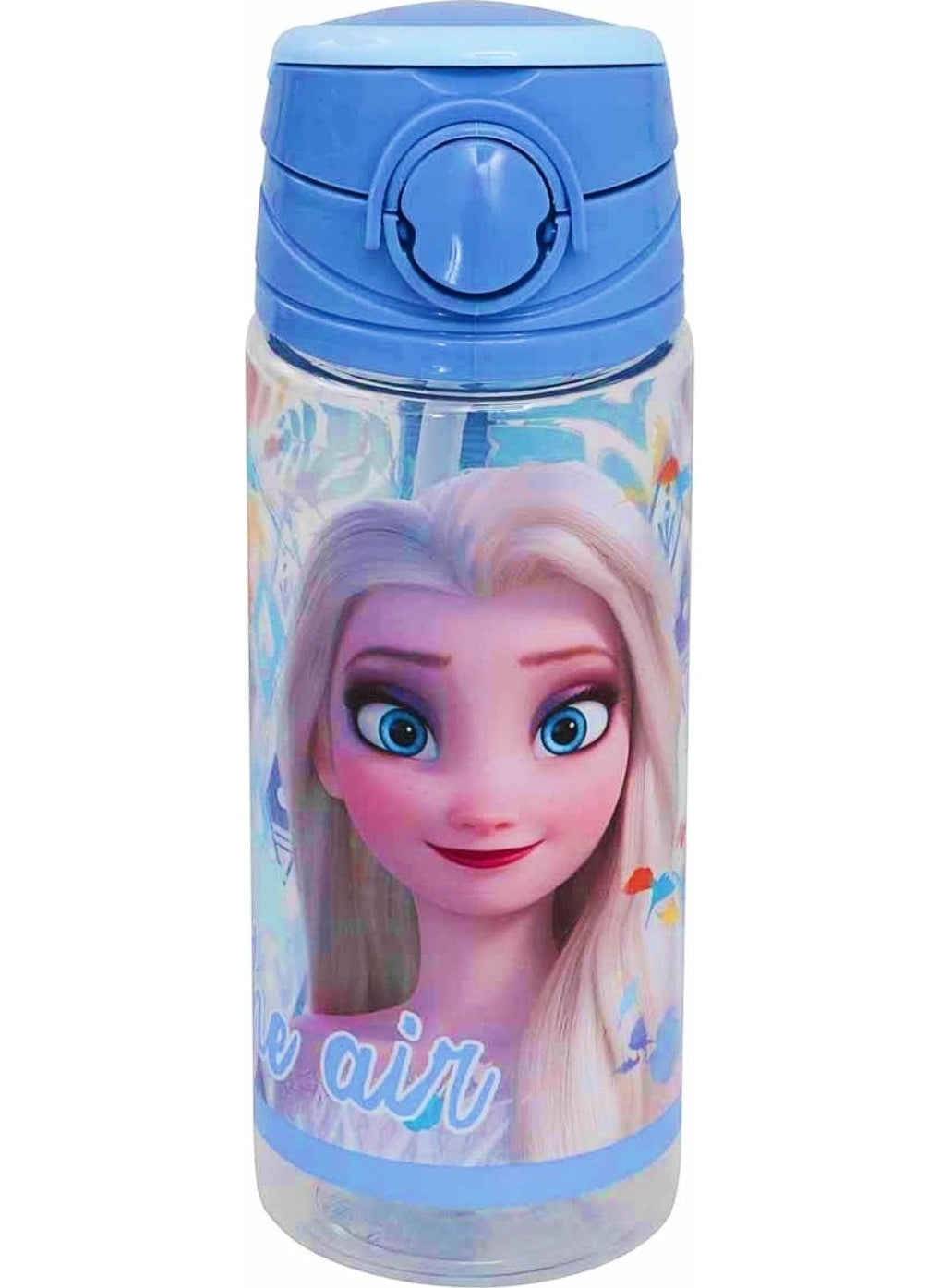 Disney FROZEN زجاجة بلاستيكية مرخصة مع قشة 500 مل زرقاء فاتحة (OTTO-42505)  - Image 1