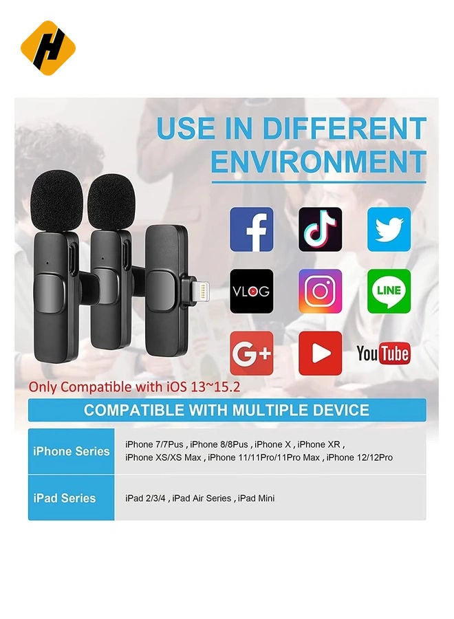 HuHa Wireless Microphone for iPhone iPad, Plug-Play Wireless Lavalier Mic with 2 Microphone for Phone Video Recording, Interview, Vlog - Image 3