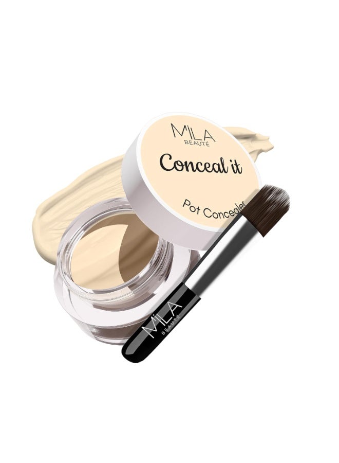 ميلا بيوتي مصحح عيوب البشرة (كونسيلر) "Conceal It" من ميلا بوتيه (Mila Beauté) مع فرشاة | غني بعامل حماية من الشمس (SPF 15) وفيتامين E | تركيبة خفيفة الوزن | تغطية تدوم طويلاً | لمسة نهائية مطفية (مات) طبيعية | يغطي جميع عيوب البشرة | سهل الدمج (درجة Rich Vanilla) - Image 1
