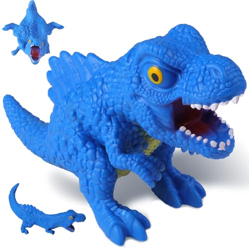 AiSiXin Squishy Dinosaur Toys Blue Dinosaur Stress Balls for Kids and Adults Sand Filled Dinosaur Squishy Toys Dino Sensory Fidget Toys Squish Squeeze Ball Stretch Stress Relief Toys for Gifts - Image 1