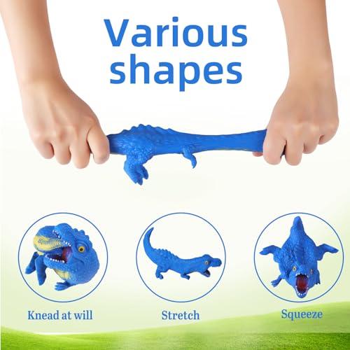 AiSiXin Squishy Dinosaur Toys Blue Dinosaur Stress Balls for Kids and Adults Sand Filled Dinosaur Squishy Toys Dino Sensory Fidget Toys Squish Squeeze Ball Stretch Stress Relief Toys for Gifts - Image 5