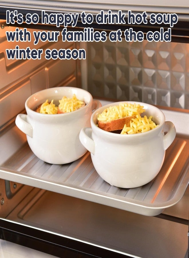 Vumdua French Onion Soup Bowls with Handles, 16 Oz Oven Safe Bowls Serving Soup Crocks for Cereal, Chilli, Pot Pies, Set of 6, White, Stackable - Image 5