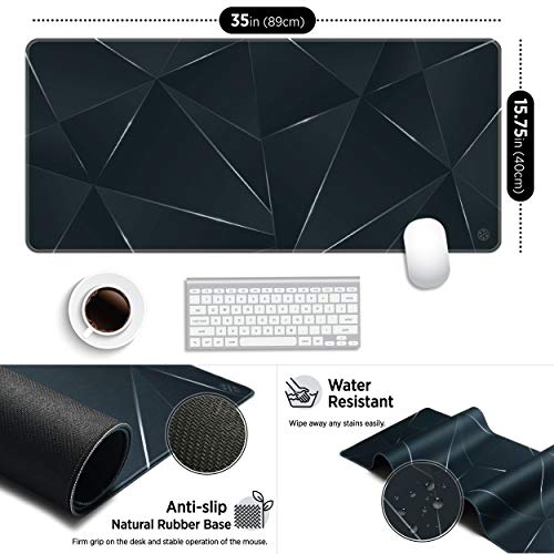 Oriday Large Gaming Mouse Pad, Extended XXL (35.4x15.7x0.11 in), Long Non-Slip Rubber Base Mousepad, Stitched Edges, Waterproof Keyboard Desk Mat for Game, Work, Office, Home Decor (Black Chic) - Image 3