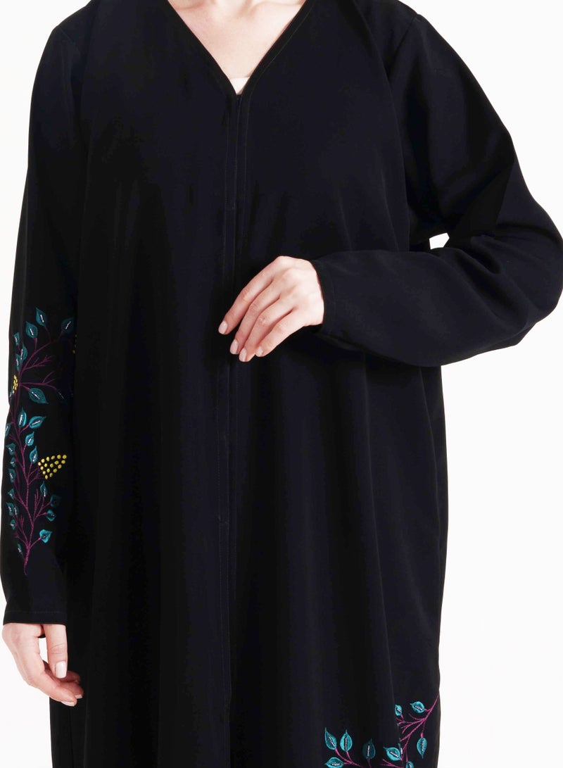 روزيت عباية عباية مفتوحة أنيقة مع تطريز باللون الأزرق - Image 3